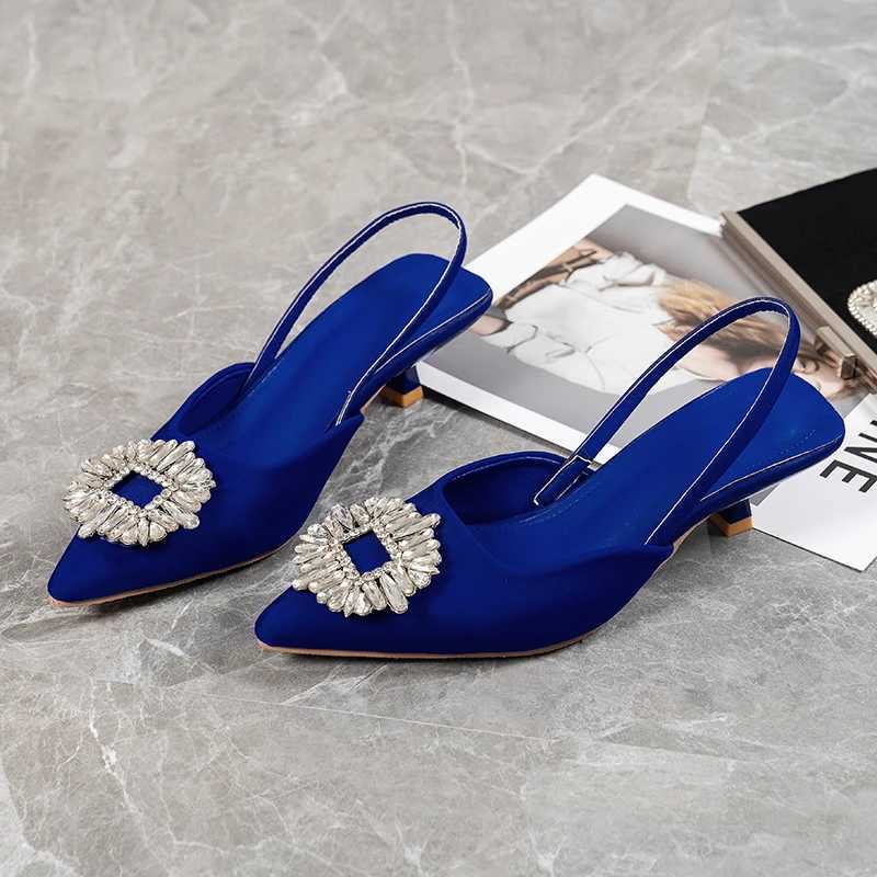 Summer Bride Cfortable Triangle Heeled Party Wedding Shoes 2022 Brand Wen Pumps Crystal Sgback High H Z250121