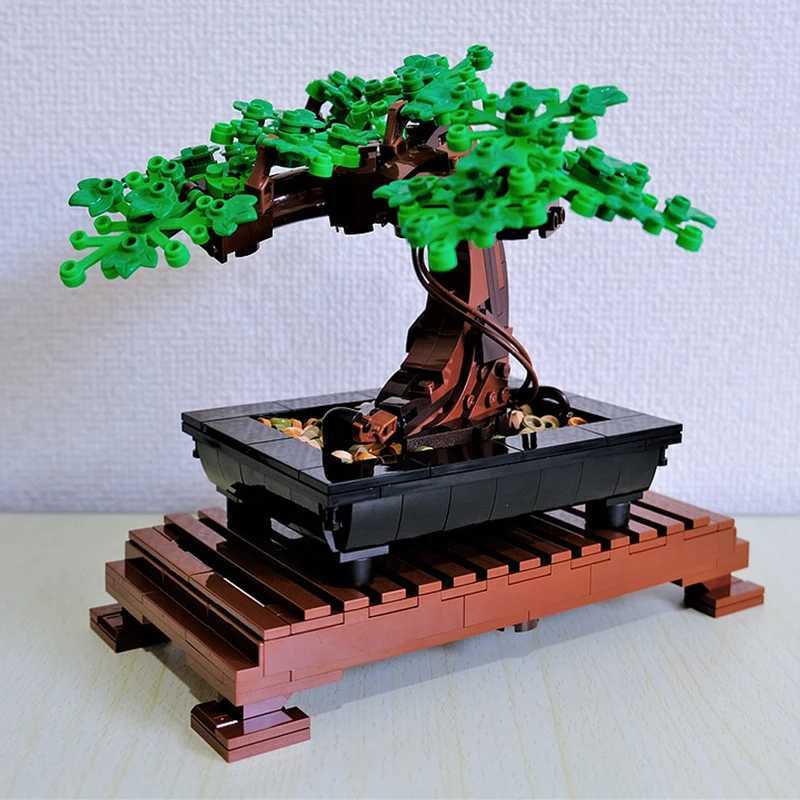 Creative Fit Bonsai Tree Flower Bouquet Building Blocks Model Diy Decor Immortal Plant Potted Bricks Toys for Kids Gifts W250115