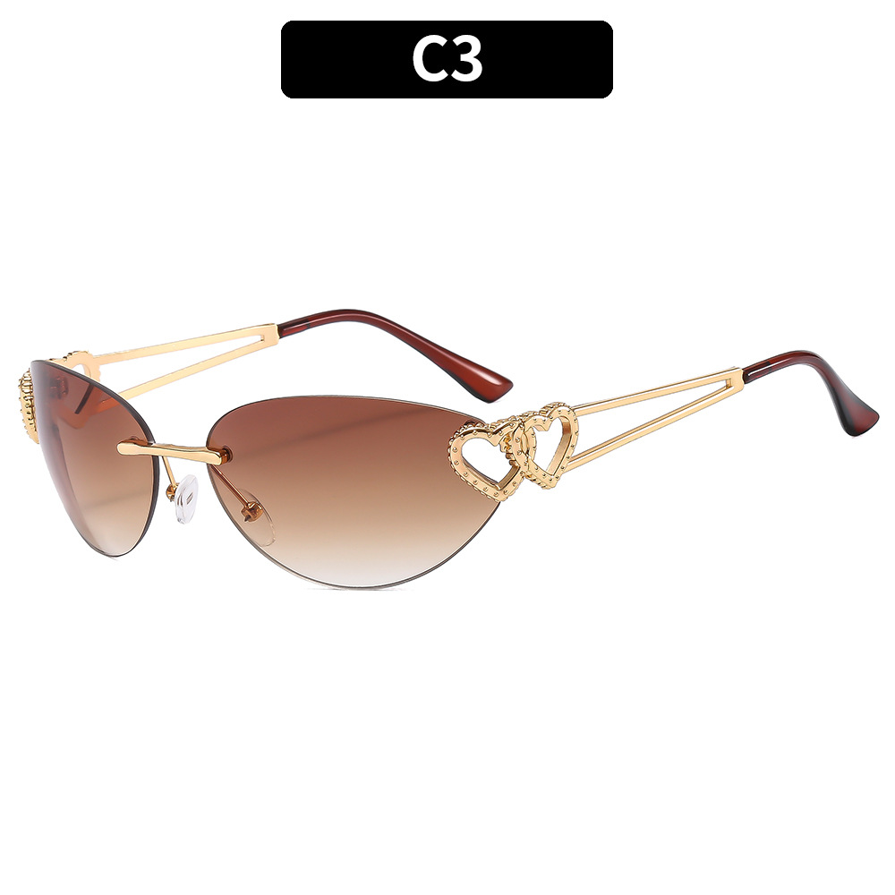 Frameless hot girl sunglasses, high-end street photography sunglasses, women's sunglasses