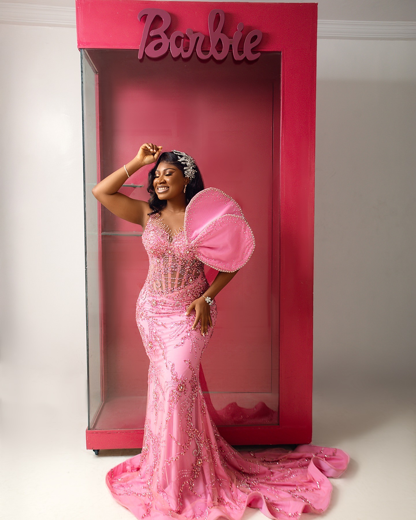 Aso Ebi Pink Mermaid Prom Dresses 2025 Beaded Crystals Sequined Lace Evening Formal Party Second Birthday Engagement Gowns Plus Size Dress For Special