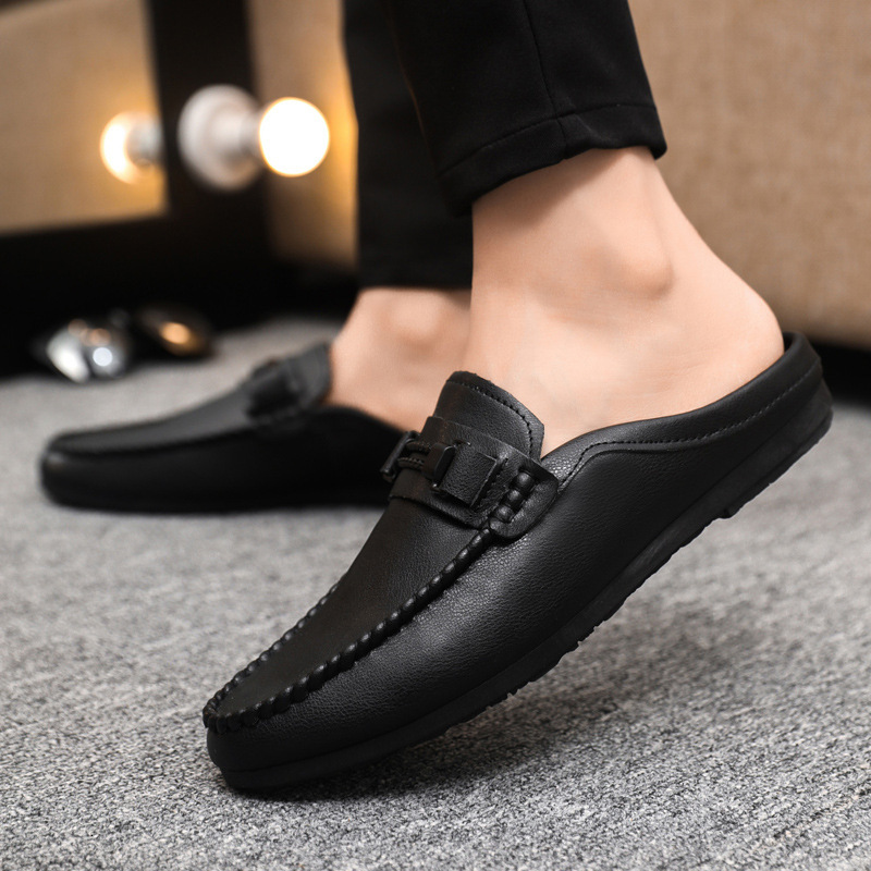 Casual thin high-end business black men's Le Fu Dou Dou shoes men's leather shoes outdoor breathable trend soft leather waterproof
