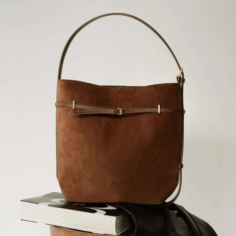Faux Suede Bucket Underarm Bags For Women Designer Handbags And Purses 2024 New In Vintage Commuting Shoulder Crossbody