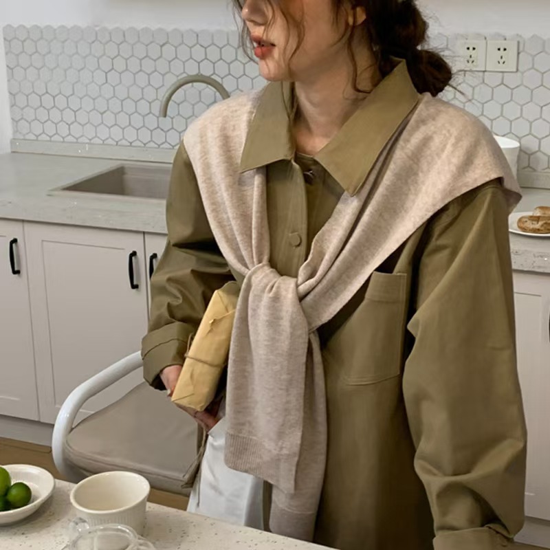 T106 wool shawl women's spring and autumn Korean version fashionable all-match knitted decoration outer wear cross summer air-conditioned room sh