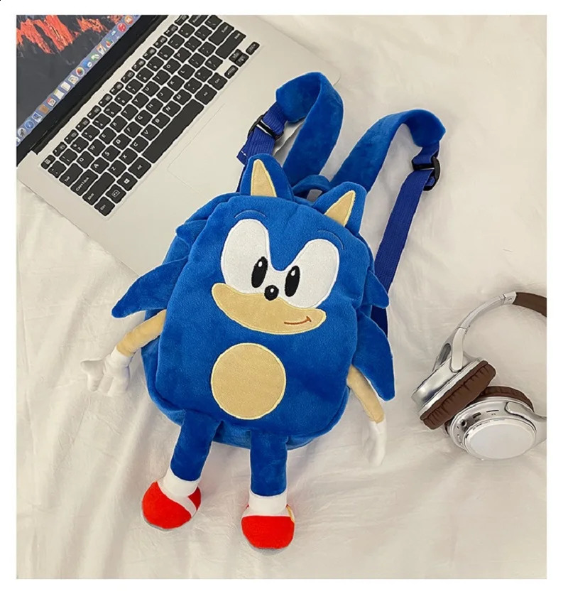 20*24*9cm Super Sonic Backpack Game Anime Plushie Travel Bag Cartoon Soft Plush Kids Schoolbag Toys gift for Children 250118