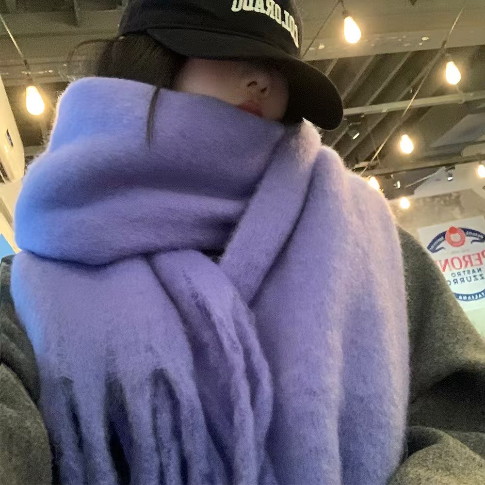 T104 solid color thickened and lengthened scarf for women autumn and winter new Korean version winter student versatile shawl neck scarf