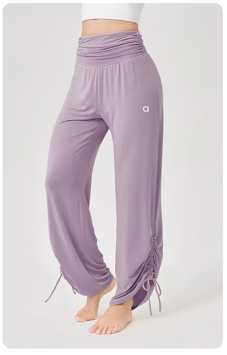 Women Yoga High Waist Loose Wide Leg Pants Soft Breathable Sports Casual Pants Pleated Fitness Dance Pant