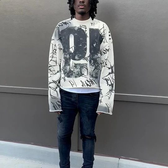 Streetwear TShirt Y2K Long Sleeve Tops Mens Hip Hop Punk Rock Graphic Print Oversized TShirt Mens Round Neck Cotton Clothes 250109