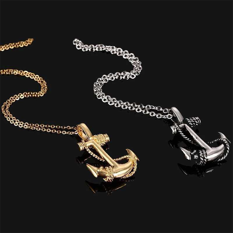 2023 Retro Anchor Cross Jesus Pendant Necklace Gold/Silver Color Classic Chain Necklace For Men Stainless Steel Jewelry GiftsXJ250121