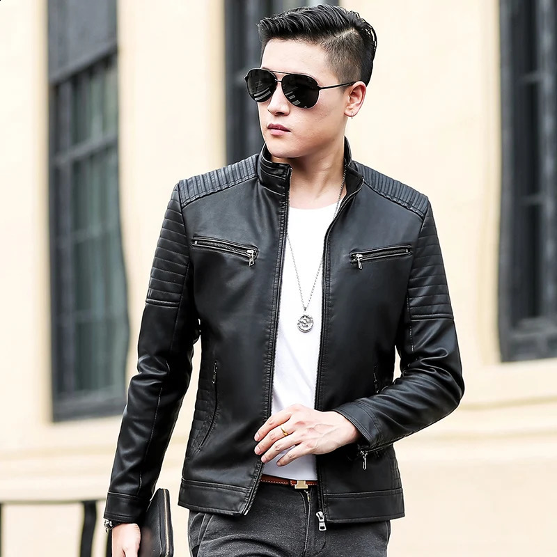 Coat Men Casual Biker Zipper Jackets Male Mens Leather Jacket Slim Fit Motorcycle 250109Z