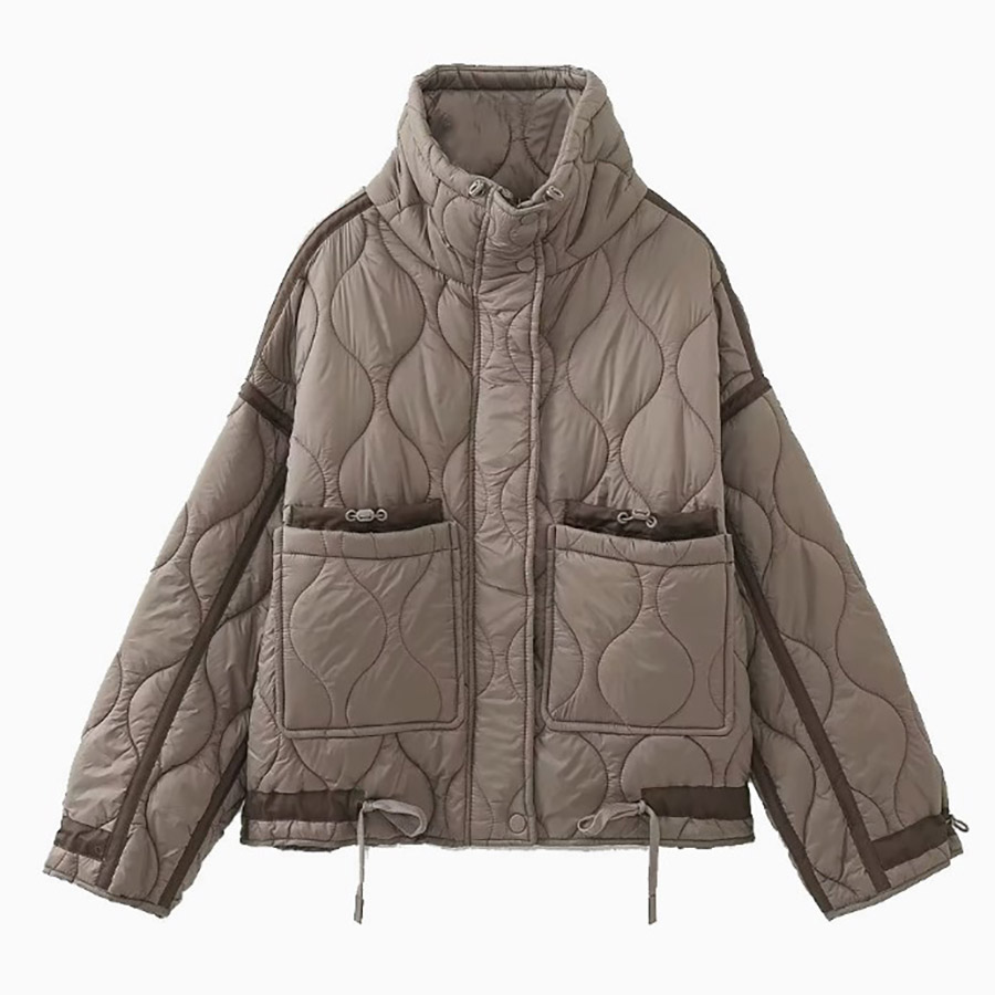 Women's Jackets Women Lightweight Quilted Jacket Solid Color Long Sleeve Stand Collar Zipper Puffer Coat Winter Down Outerwear