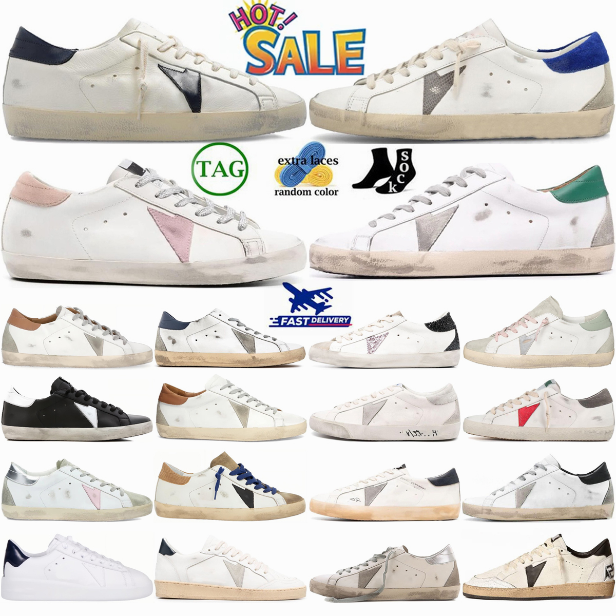 Designer shoes Star sneakers Beige Night Blue White Snake Green Light Pink Ice Grey Black Leather Men Women Classic Do Old Dirty Lace Up sneaker J0yt#