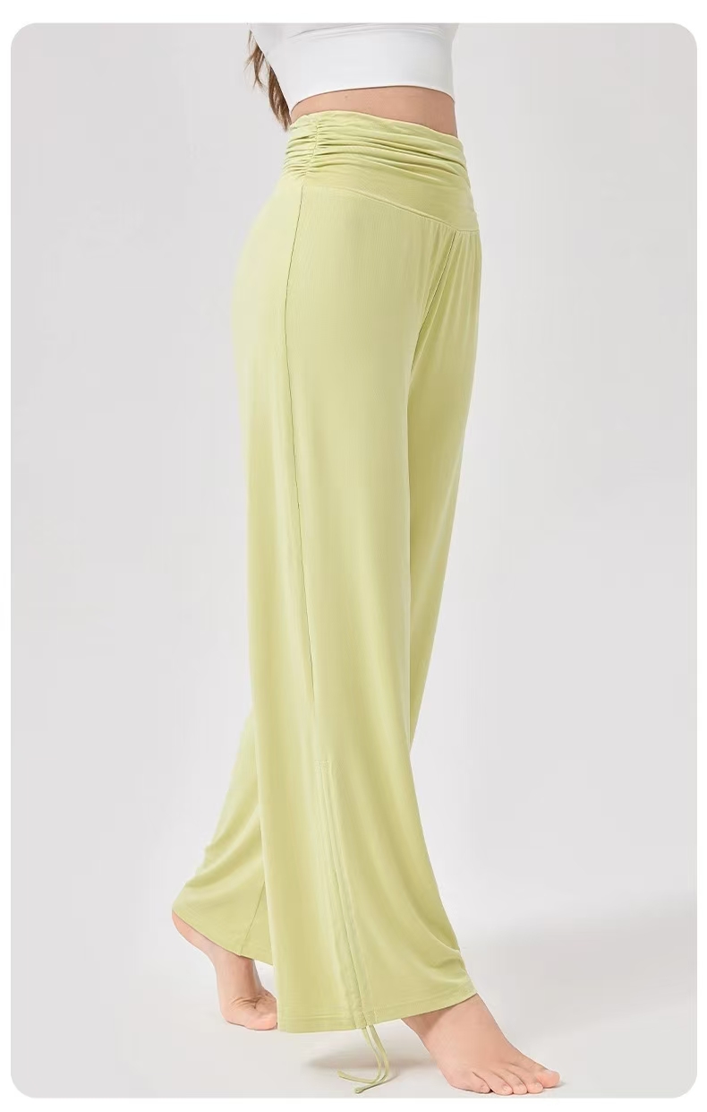 Women Yoga High Waist Loose Wide Leg Pants Soft Breathable Sports Casual Pants Pleated Fitness Dance Pant