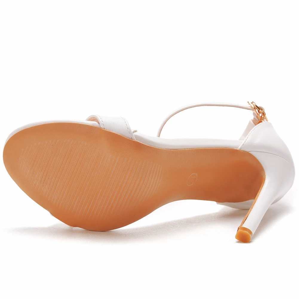 hot New Ankle Strap White Wens High H 11CM Sandals Fem Party Shoes Big Size 46 Black Stiletto Fashion Pumps Z250121