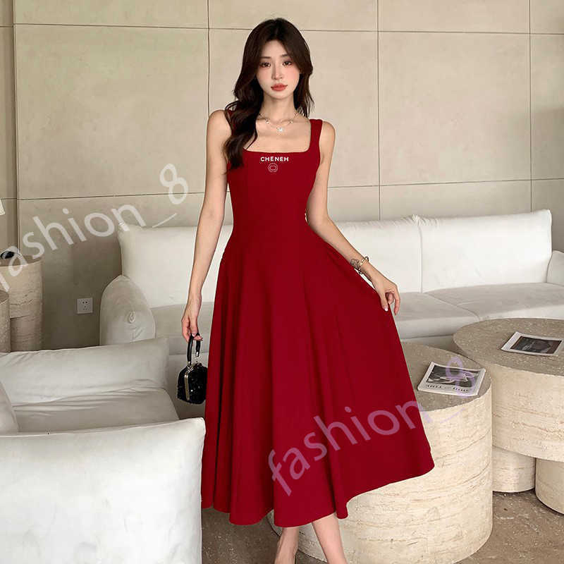 Designer Basic & Casual Dresses for women Luxury Elegant Big Swing Red Strap New Style brand women dress Fashion vest skirt