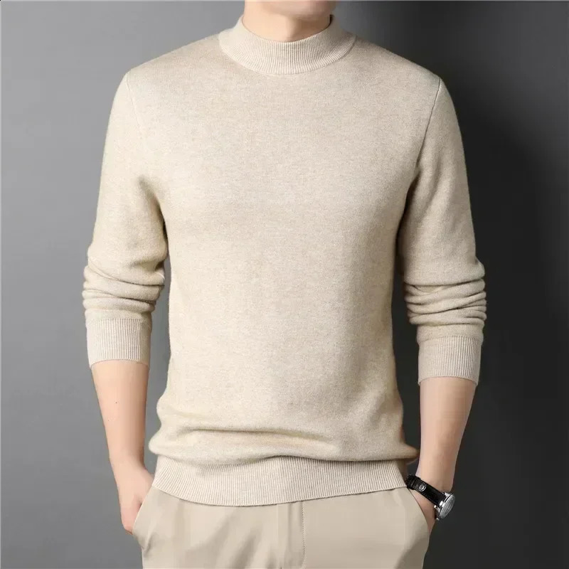 2024 Mens Cashmere Sweater Half Turtleneck Men Sweaters Knit Pullovers for Male Youth Slim Knitwear Man 250114Z