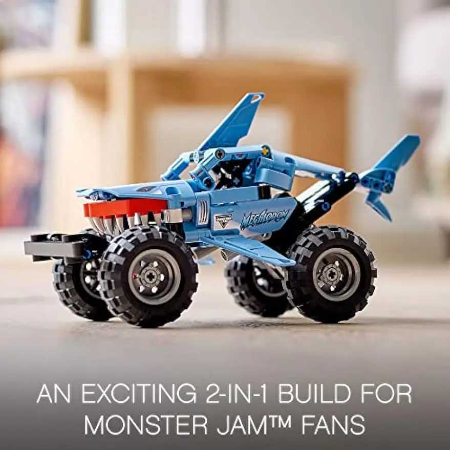 Free shipping Technical Monster Jam Megalodon 42134 Building Blocks Set 2 in 1 Pull Back Shark Truck Race Car Model Boys Toys Christmas Gifts