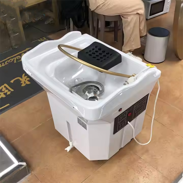 HengChi Hot Sale Beauty Salon 60L Water Tank Salon Furniture Portable Adjustable Height Washing Hair Bowl Shampoo Basin Sink