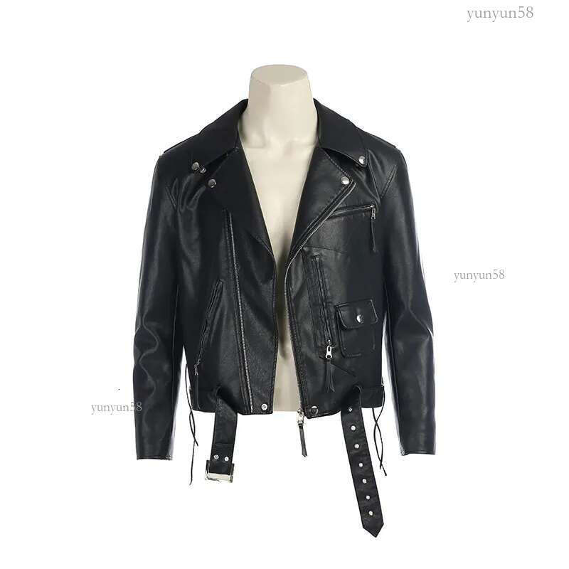 Movie Terminator 2: T800 Cosplay Costumes Terminator Jackets Black PU Leather Jacket Motorcycle Coat fot Men clothing