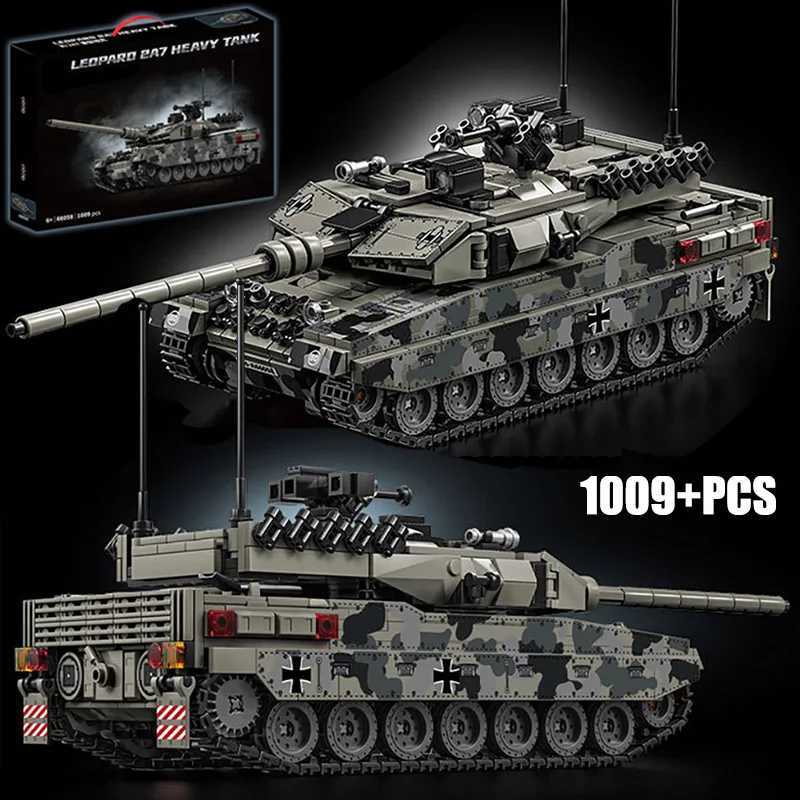 Military WW2 MOC 1009pcs Leopard 2A7 Army Main Battle Tank Soldiers Figures Building Blocks Bricks Set For Children Boys Gifts W250115