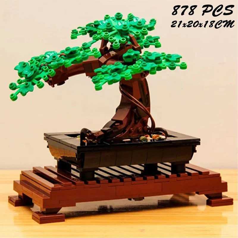 Creative Fit Bonsai Tree Flower Bouquet Building Blocks Model Diy Decor Immortal Plant Potted Bricks Toys for Kids Gifts W250115