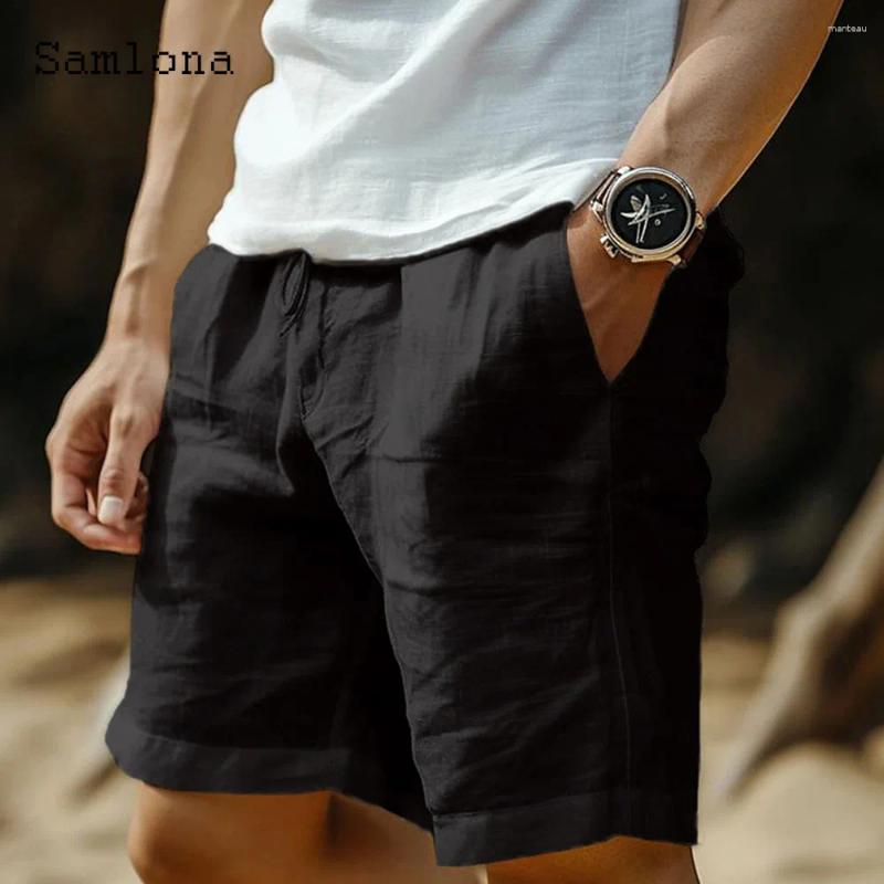 Men's Shorts Plus Size 5xl Mens Casual Cotton White Soft Beach Short Pants Stand Pocket Elastic Waist 2025