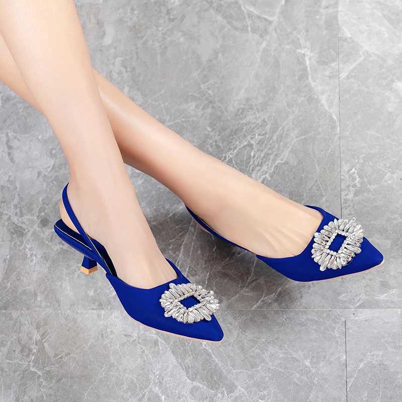 Summer Bride Cfortable Triangle Heeled Party Wedding Shoes 2022 Brand Wen Pumps Crystal Sgback High H Z250121