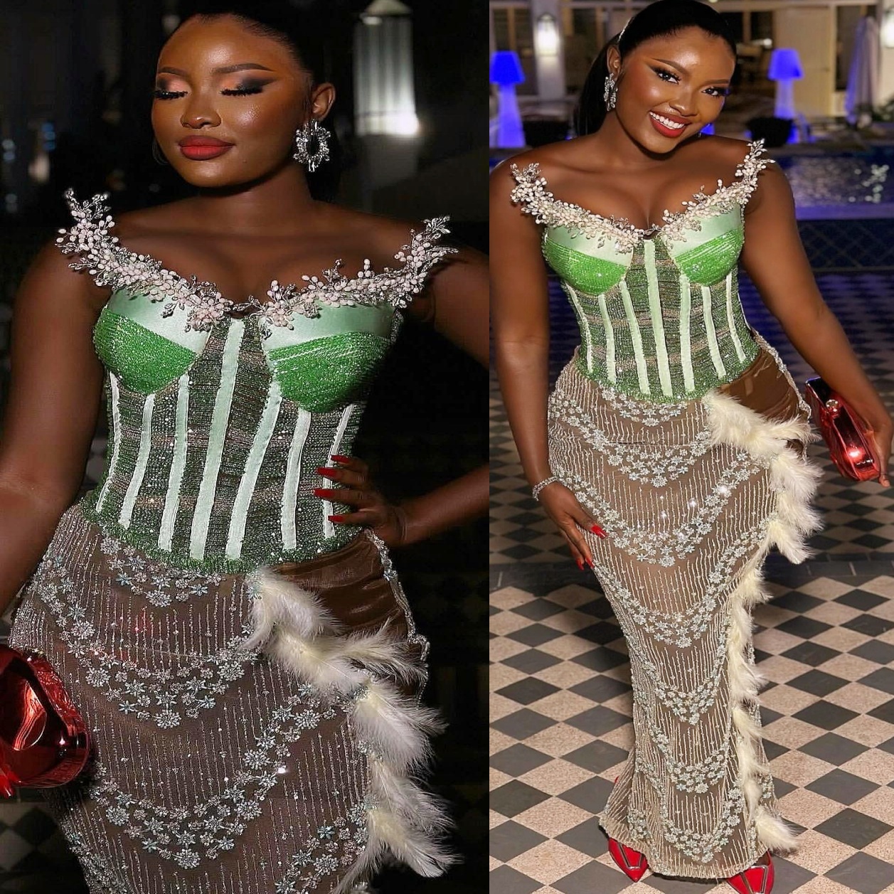 Aso Ebi Ivory Mermaid Prom Dresses 2025 Illusion Sequined Beaded Evening Formal Party Second Birthday Engagement Gowns Plus Size Dress For Special Ocn