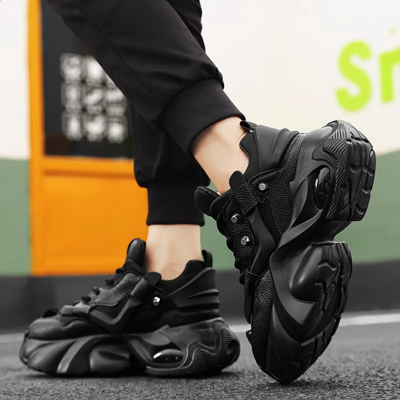 Air Cushion Mens Chunky Sneakers Thick Bottom Height Increasing Shoes Trend Board Shoes Casual Man Platform Sneaker Dad Shoe 250113
