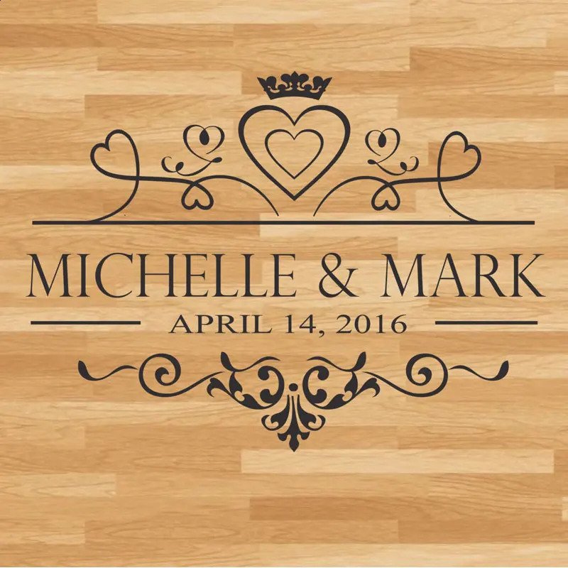 Wedding dance floor decals wedding floor flower embossed vinyl floor stickers party decoration custom name and date DIY decoration WD17 250114