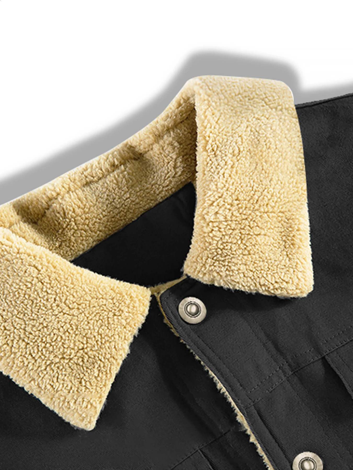 Mens Sherpa Fleece Lined Jacket Thermal Cotton Trucker Jackets Winter Coat with 5 Pockets 250113