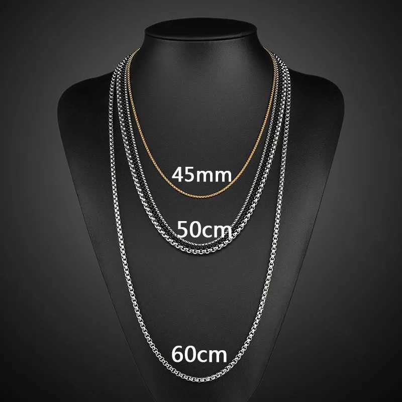 MKENDN Black Stainless Steel Chain Necklace Men Women Simple Round Box Chain Punk Hiphop Jewelry Choker Necklaces DIY AccessoryXJ250121