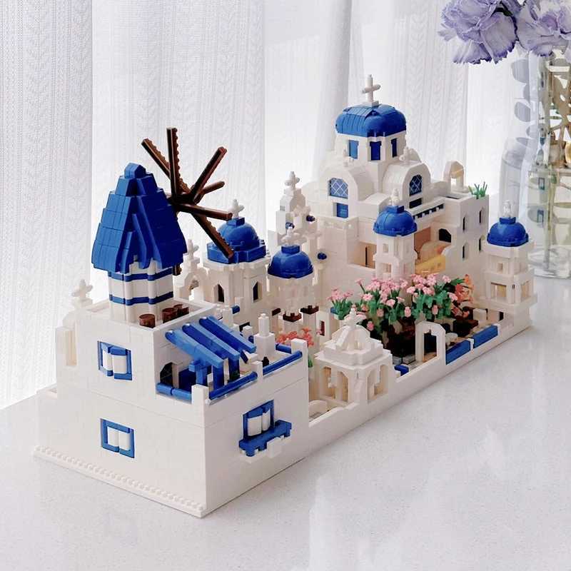 Free shipping 4310pcs Santorini Building Blocks Set Love Sea Architecture Model MOC Bricks DIY Adult Kids Assembly Toys Birthday Gifts
