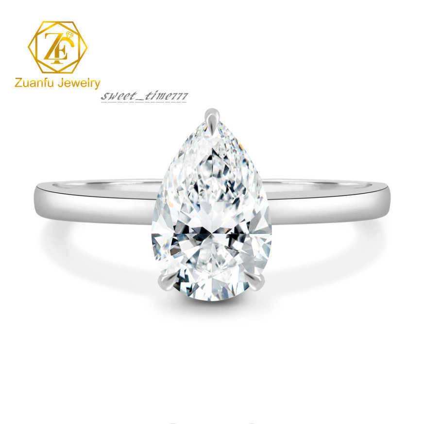 D VVS 2CT 7x10mm pear shape Brillant cut moissanite in 14k white yellow rose gold dia ring