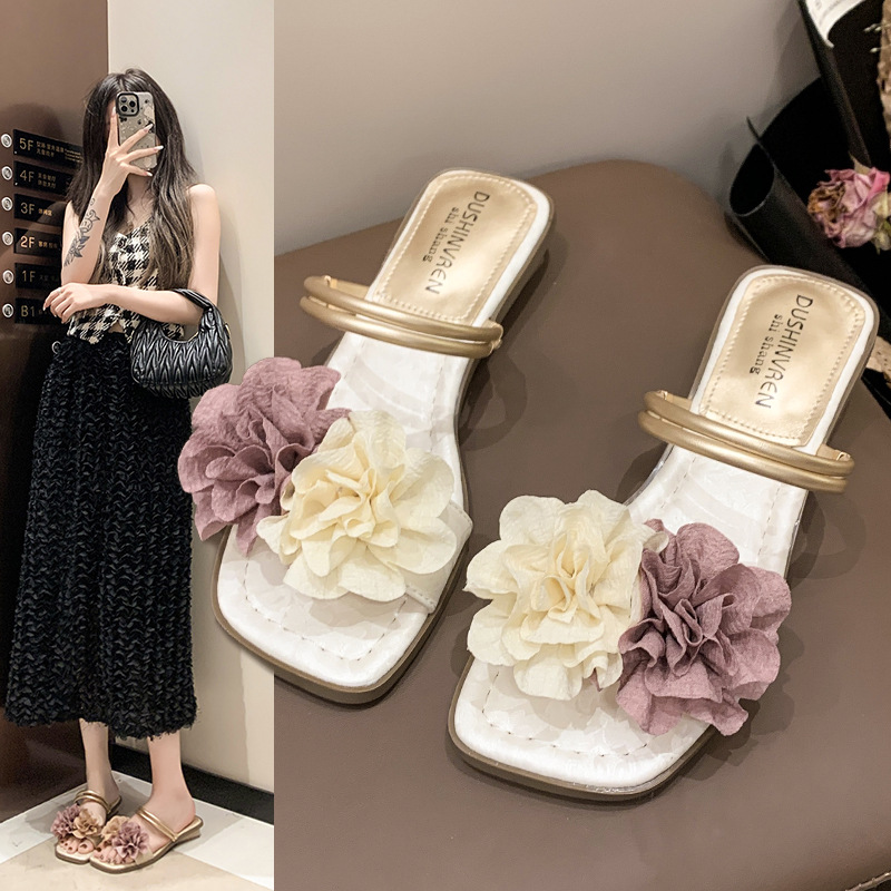 Women Slippers Fashion French Retro wer Design Outdoor Wear Triple Beige Green Champagne hot Free shipping
