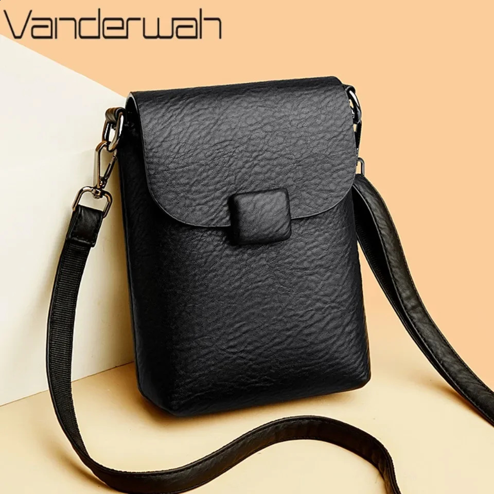 Small Phone Bag Flap Shoulder Bags For Women Soft Leather Solid Color Purse y ner Ladies Crossbody Commuting Sac 250114