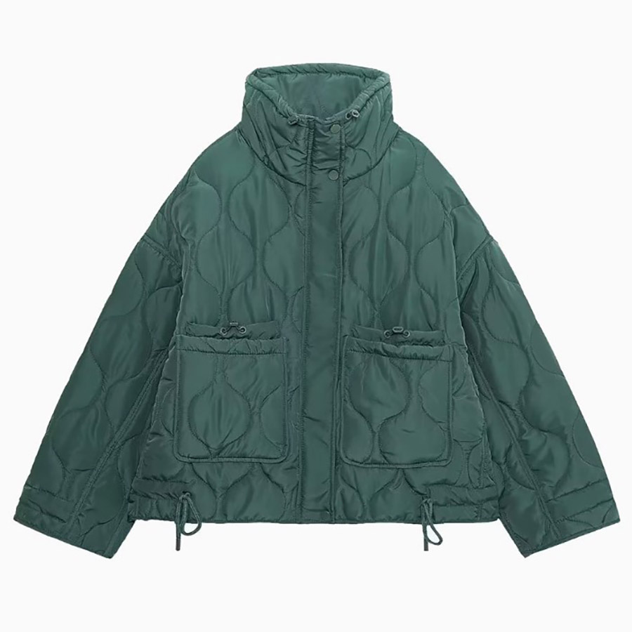 Women's Jackets Women Lightweight Quilted Jacket Solid Color Long Sleeve Stand Collar Zipper Puffer Coat Winter Down Outerwear