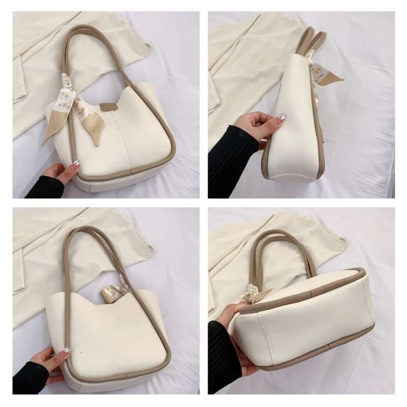 TRAVEASY Fashion Summer Scarves PU Leather Bucket Tote Bags For Women Casual Patchwork Large Capacity Female Armpit Hand Bag