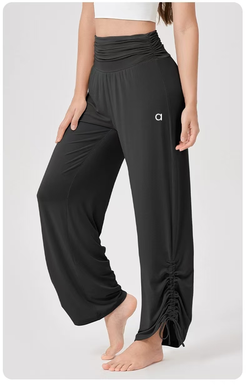 Women Yoga High Waist Loose Wide Leg Pants Soft Breathable Sports Casual Pants Pleated Fitness Dance Pant