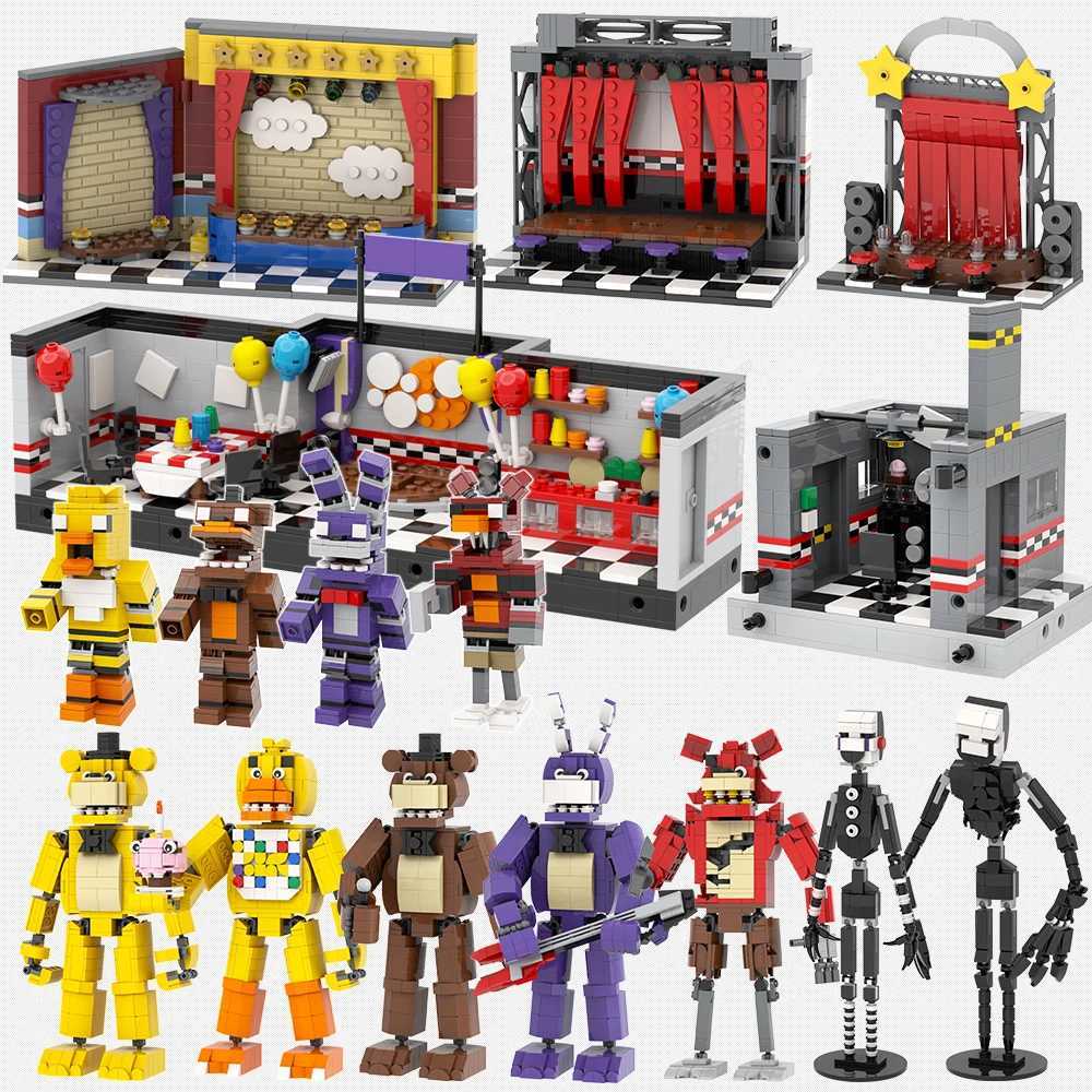 MOOXI Horror Game Set MOC Bricks Movie Scenes Bear Action Figures Building Blocks Kids Education Toys For Children Birthday Gift W250115