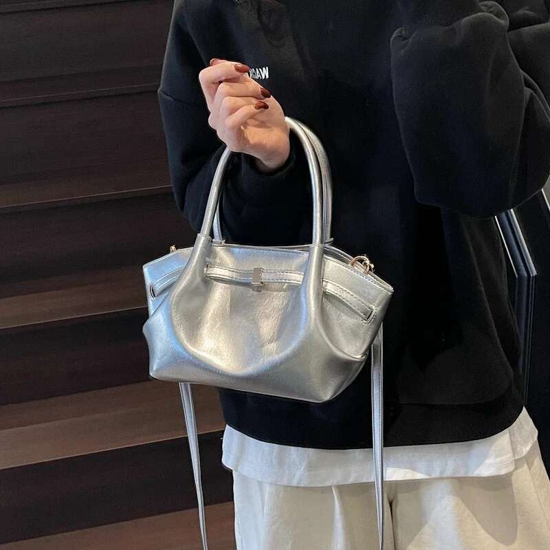 Short Handle PU Leather Tote Bags for Women 2025 Spring Y2K Ladies Shoulder Crossbody Bag Females Handbags and Purses