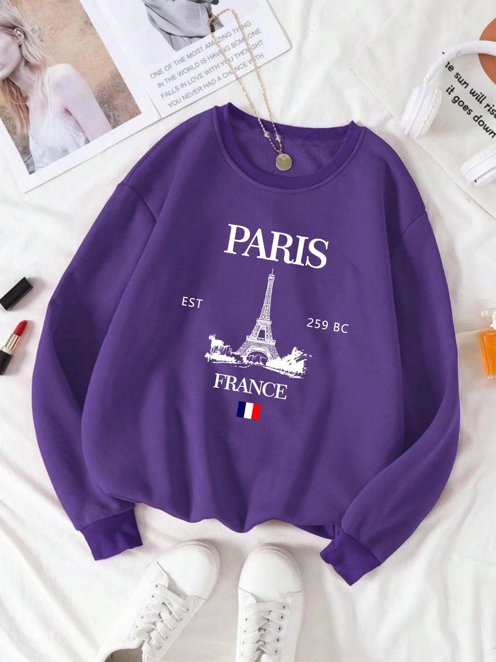 Fashion Womens Hoodie Paris France Eiffel Tower Printing Sweatshirt Warm Fleece Comfortable Pullovers Autumn Female Streetwear 250114