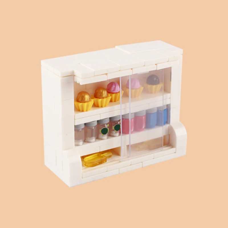 Free shipping MOC In Supermarket Figures Building Blocks Store Vegetable Snacks Beverage Food Cashier Accessory Model Bricks Kids Toys Gifts