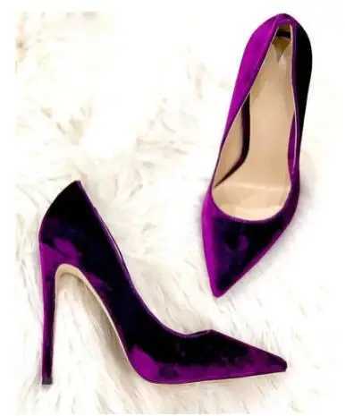 Dark Blue Hot Purple Black Veet Pointed Toe Shallow Slip On 8 10 12 CM Stiletto High Heel Pumps New Wen Party Dress Shoes Size 45 Z250121