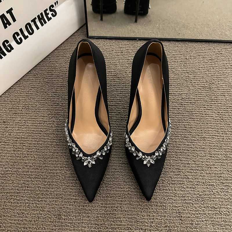 Pointed New Sexy Bed High 7.5Cm Or 9Cm Rhinestone Thin Hot Heel Fashion New H Shoes For Wen 2024 Pumps Z250121