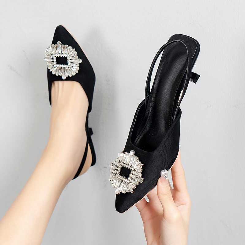 Summer Bride Cfortable Triangle Heeled Party Wedding Shoes 2022 Brand Wen Pumps Crystal Sgback High H Z250121