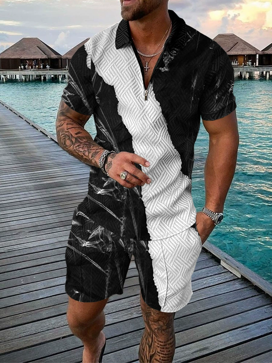 Men's Tracksuits Hawaiian Set Mens Printing Short Sleeve Summer Casual Shirt Beach Two Piece Suit Fashion Men Sets Printed Outfits Luxury S-3XL