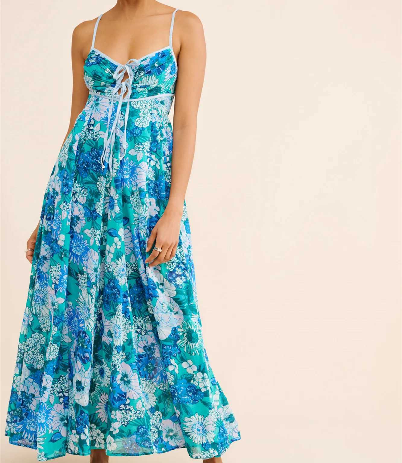 Basic Casual Dresses Y2K Vintage Women Slveless Floral Print Maxi Dress Low Cut Backless Spaghetti Strap Long Dress Summer Beach Boho Flowy Dress H251