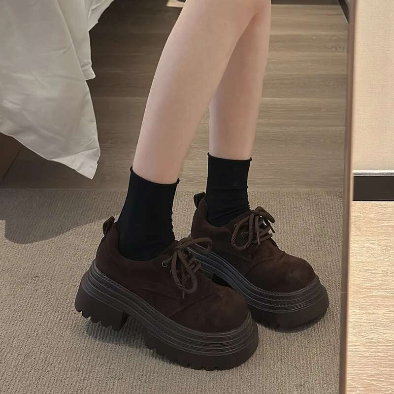 Designer Vintage Wo men Mary Jane Fas hion Lace Up 2025 Spring Autumn Platform Single Shoes