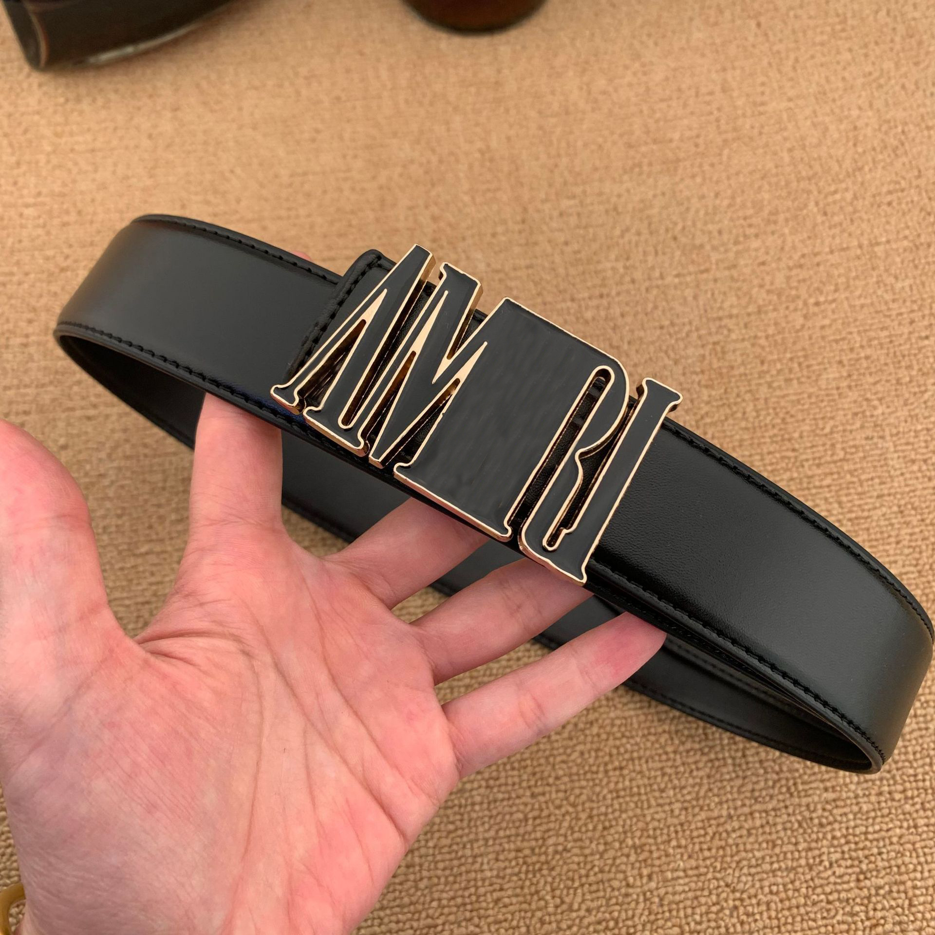 Fashion Black AMI Belt Luxury Designer Leather Belt Men Gold High Quality Jeans Business Plain Belt With Box