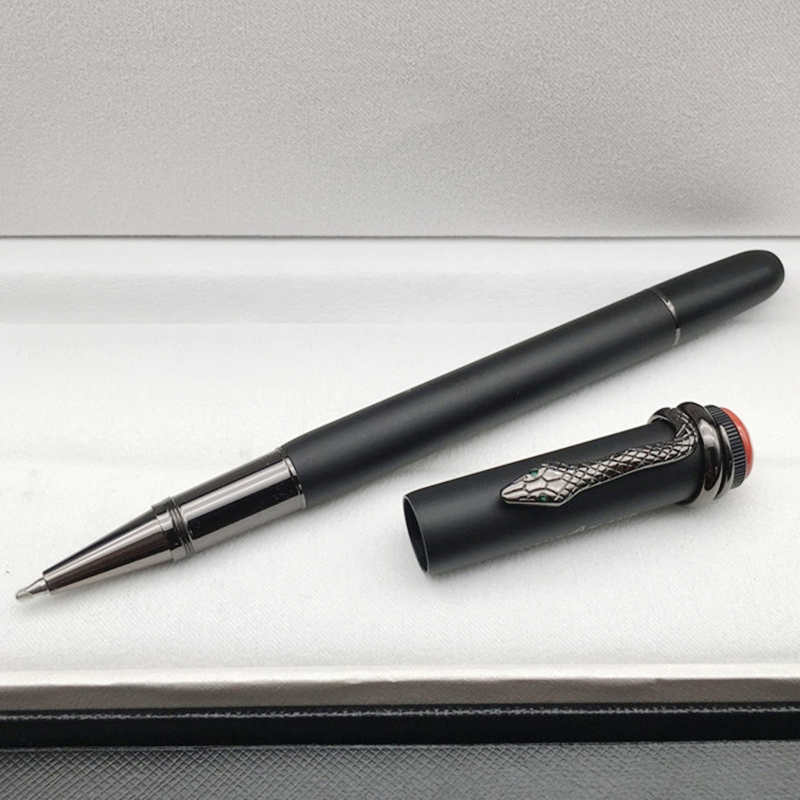 high quality Matte black Ballpoint pen / Roller ball pen with Snake Head Clip business office stationery Writing ink Fountain pens No Box